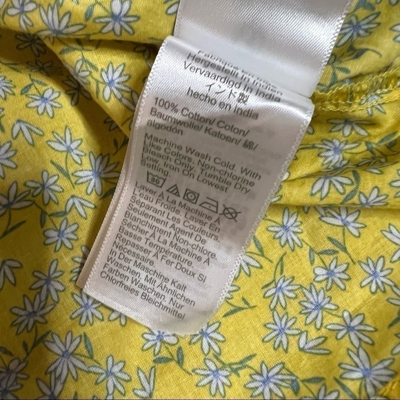 J. Crew Yellow Floral Embroidered Flutter Sleeve Top Blouse - Picture 7 of 9